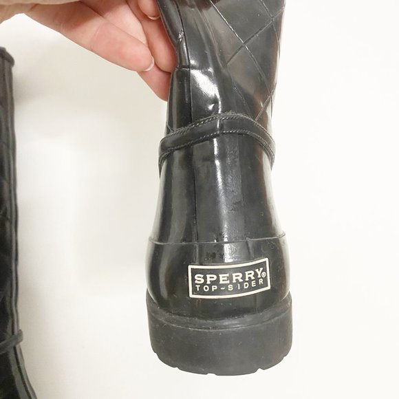 SPERRY TOPSIDER Nellie Black Quilted Rain Boots - Picture 6 of 12